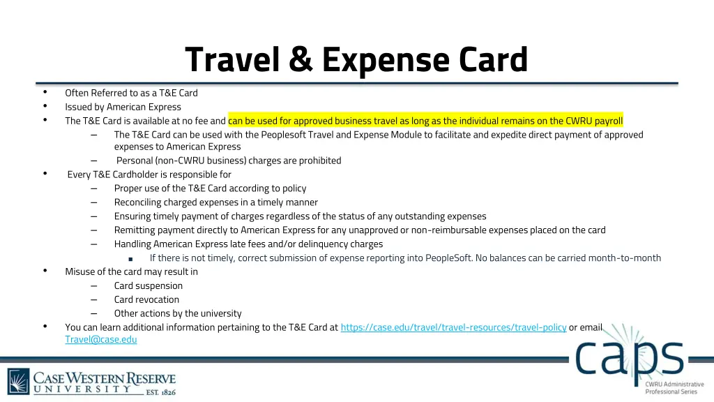 travel expense card often referred