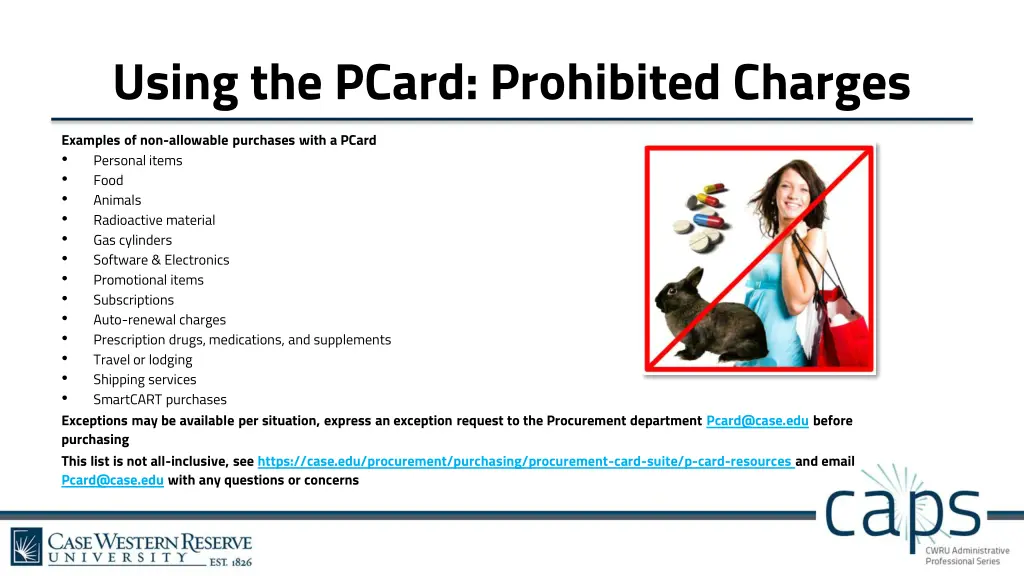 using the pcard prohibited charges