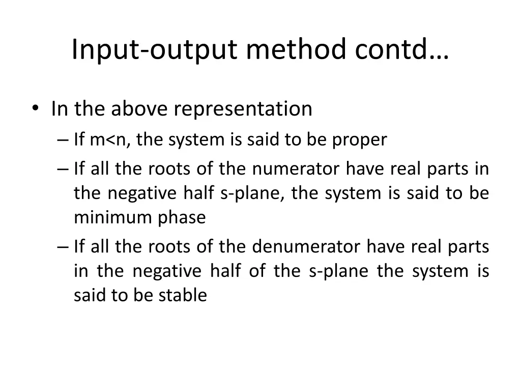 input output method contd