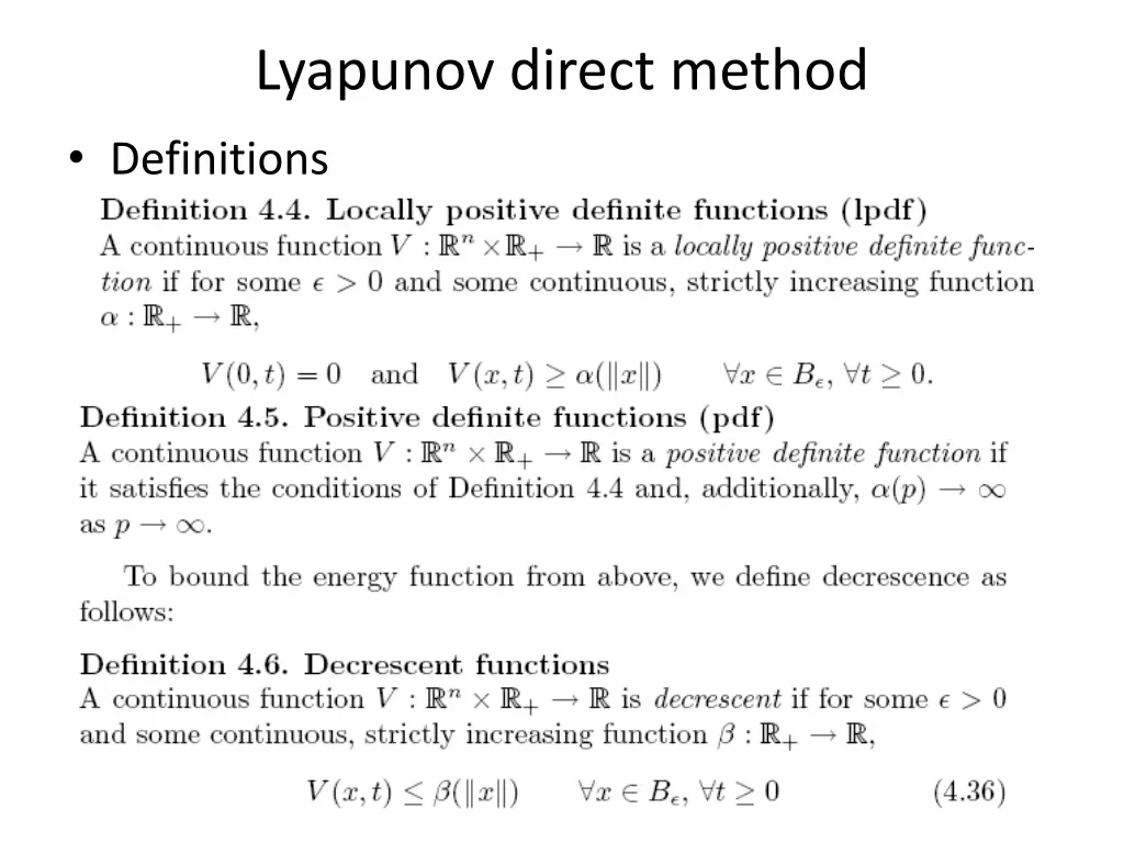 lyapunov direct method definitions