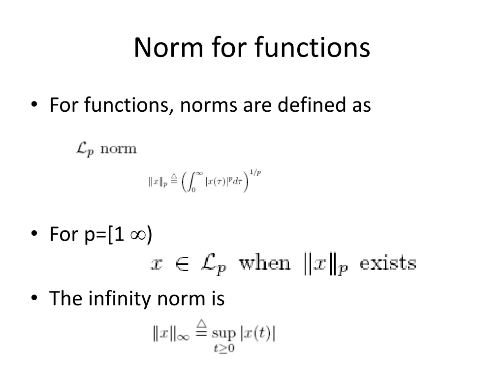 norm for functions