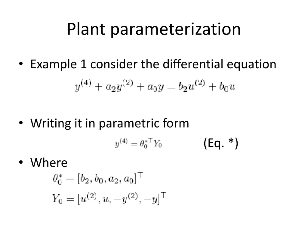 plant parameterization