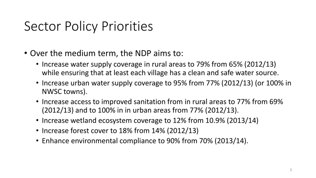 sector policy priorities