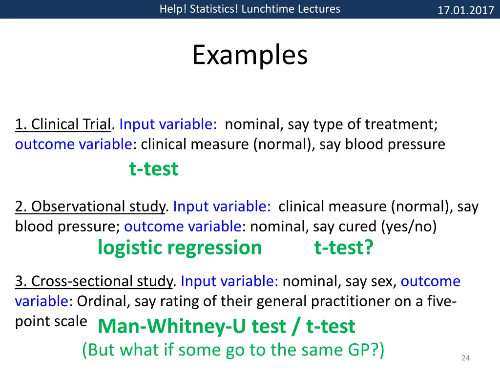 help statistics lunchtime lectures 18