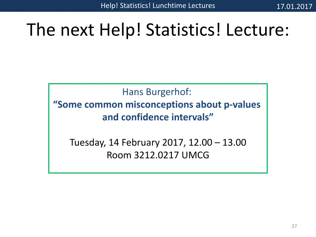 help statistics lunchtime lectures 20