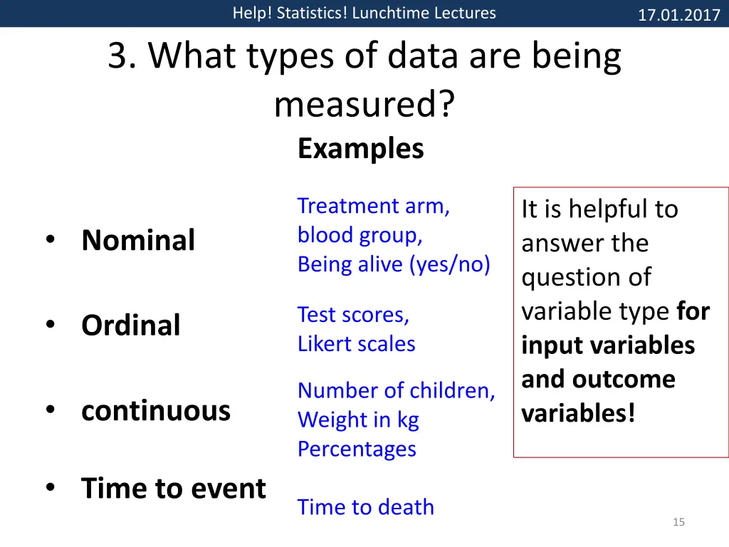 help statistics lunchtime lectures 3 what types