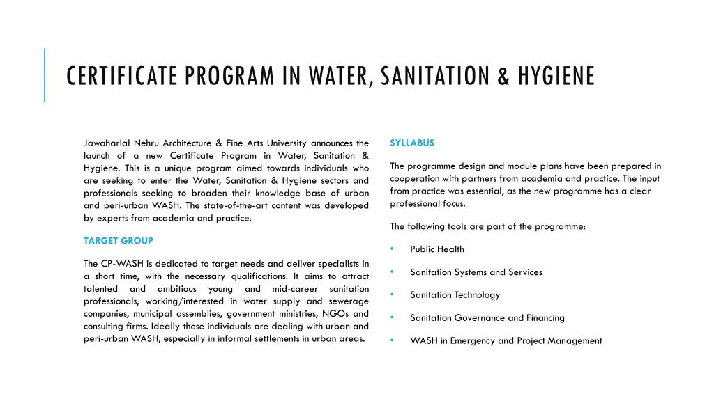 certificate program in water sanitation hygiene 1