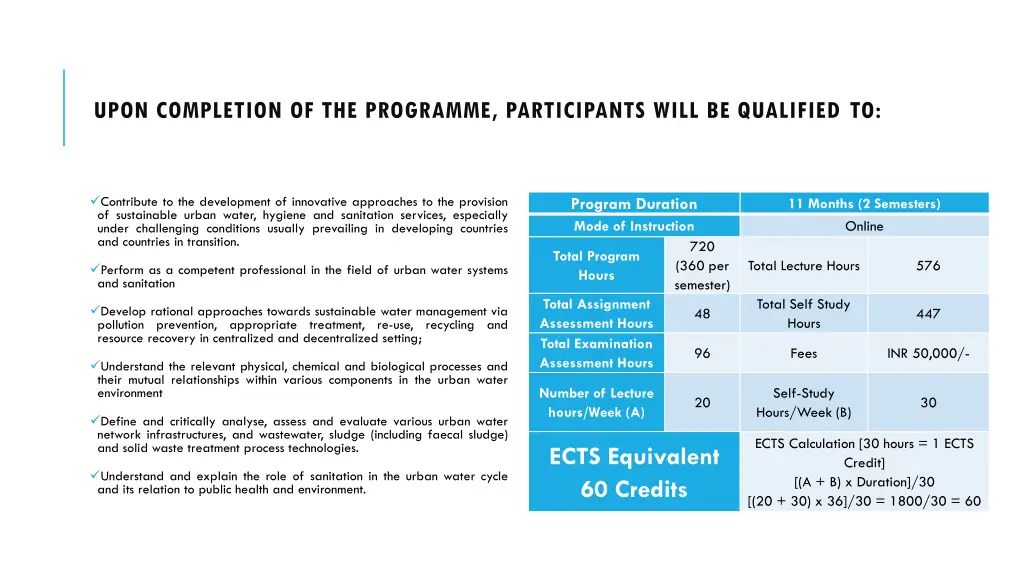 upon completion of the programme participants