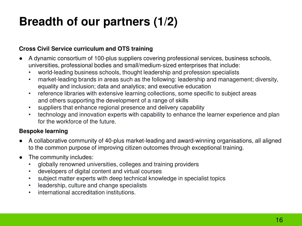 breadth of our partners 1 2