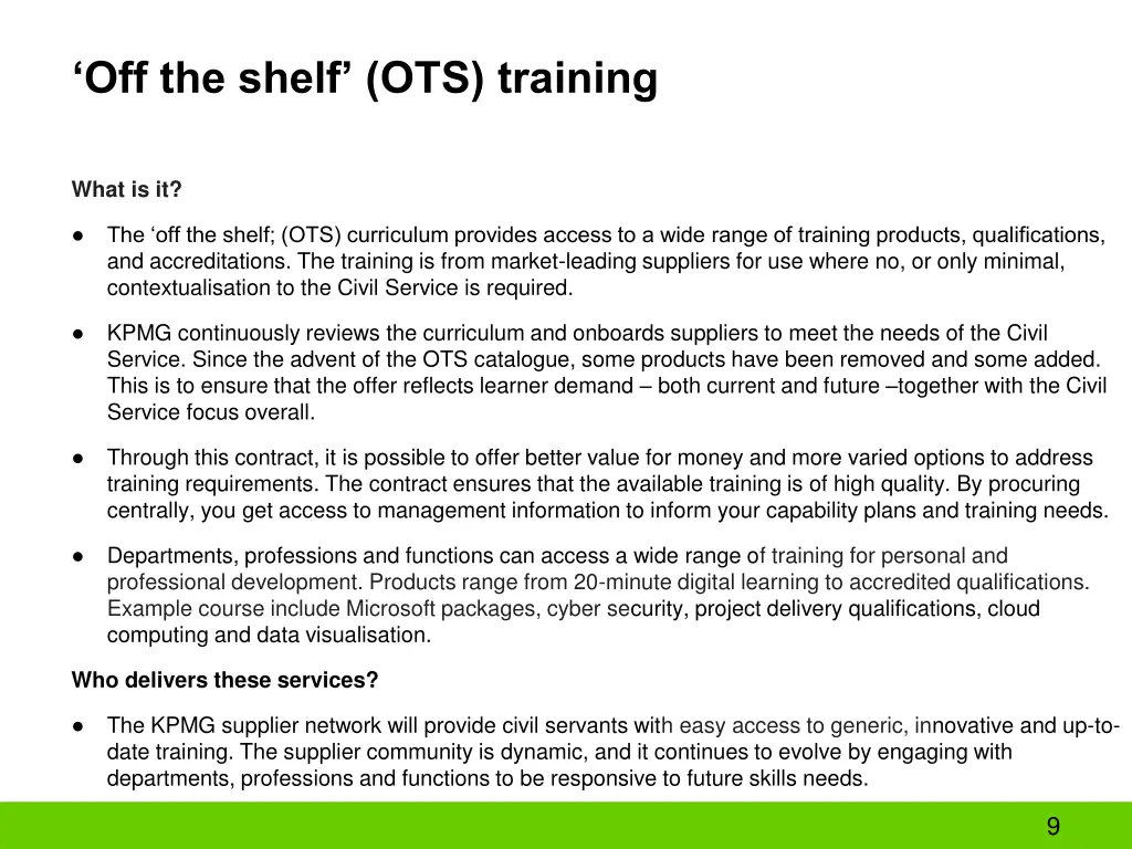 off the shelf ots training