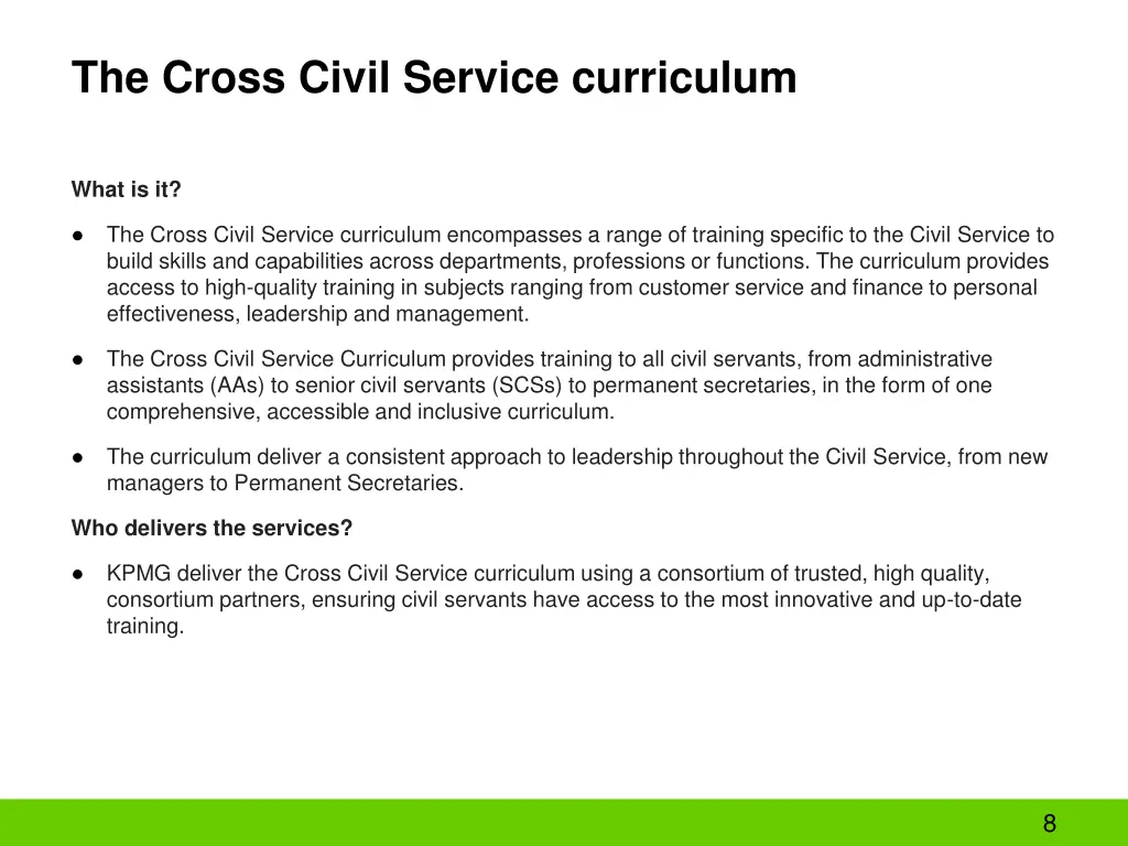 the cross civil service curriculum