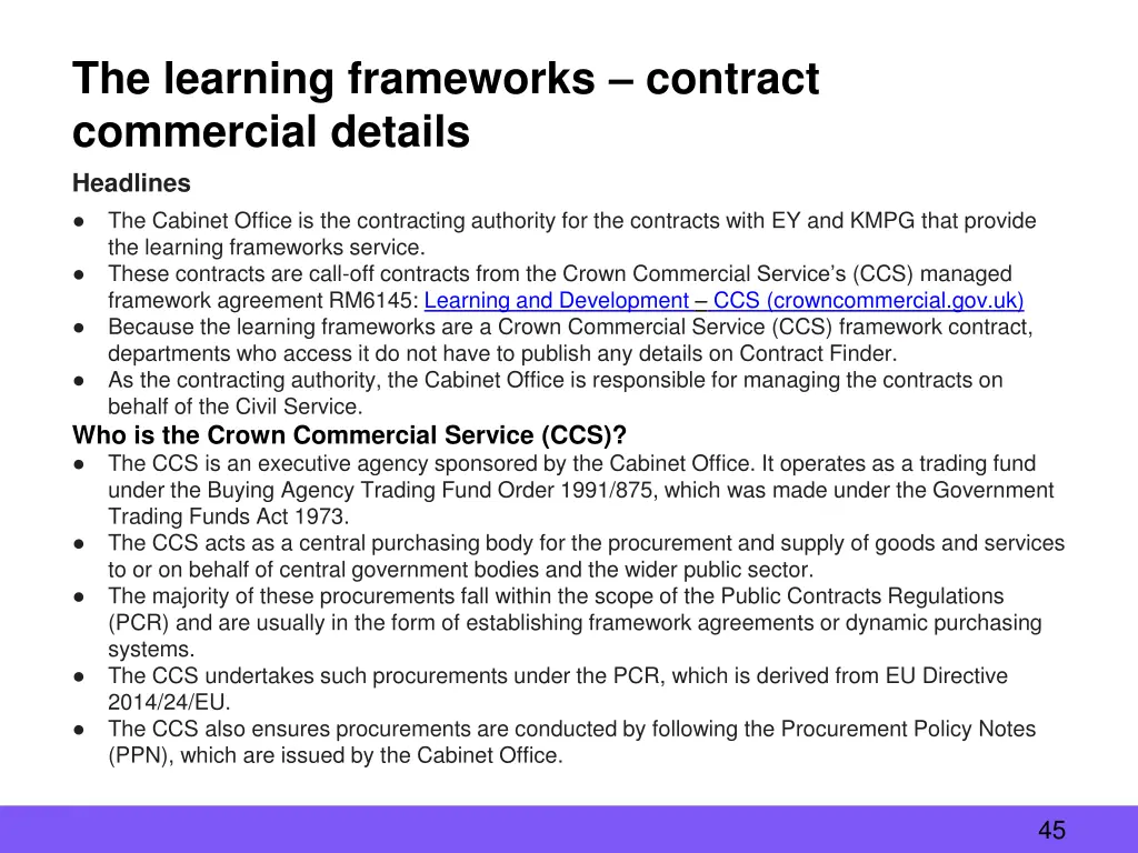 the learning frameworks contract commercial