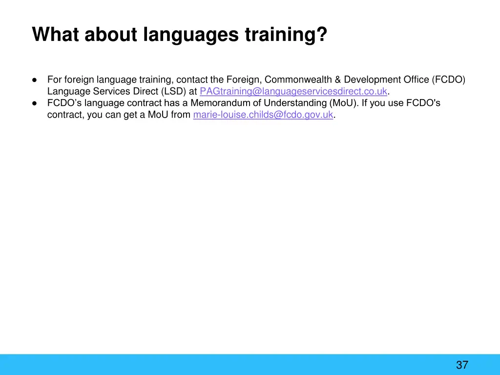 what about languages training