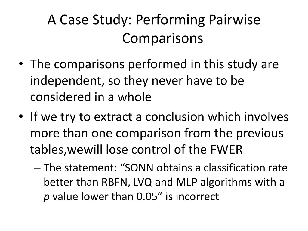 a case study performing pairwise comparisons 2