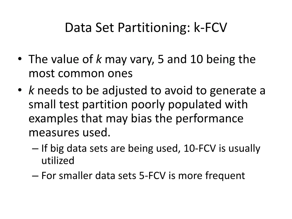 data set partitioning k fcv 2