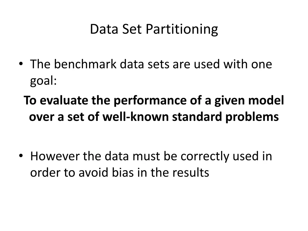 data set partitioning