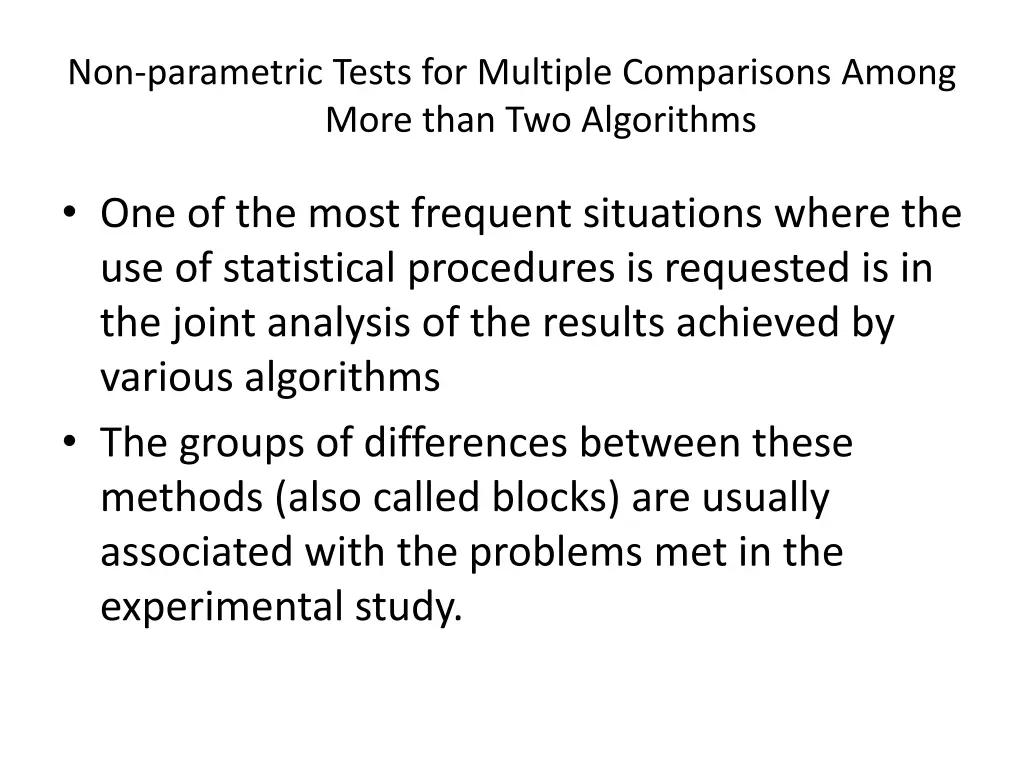non parametric tests for multiple comparisons 1