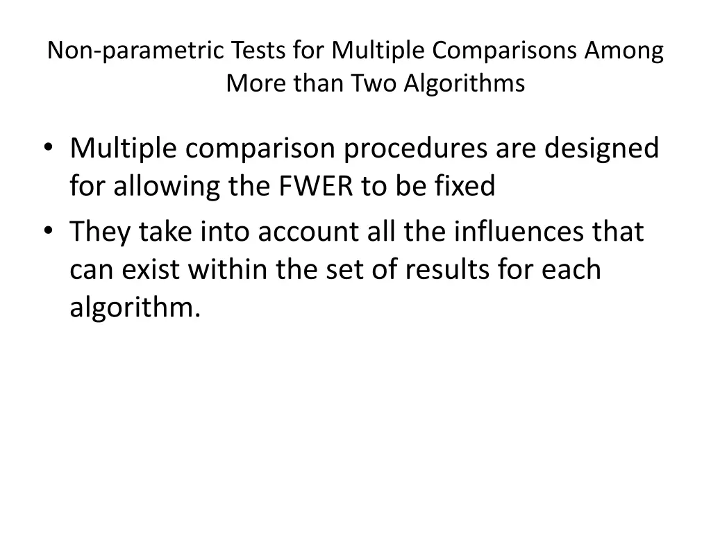 non parametric tests for multiple comparisons