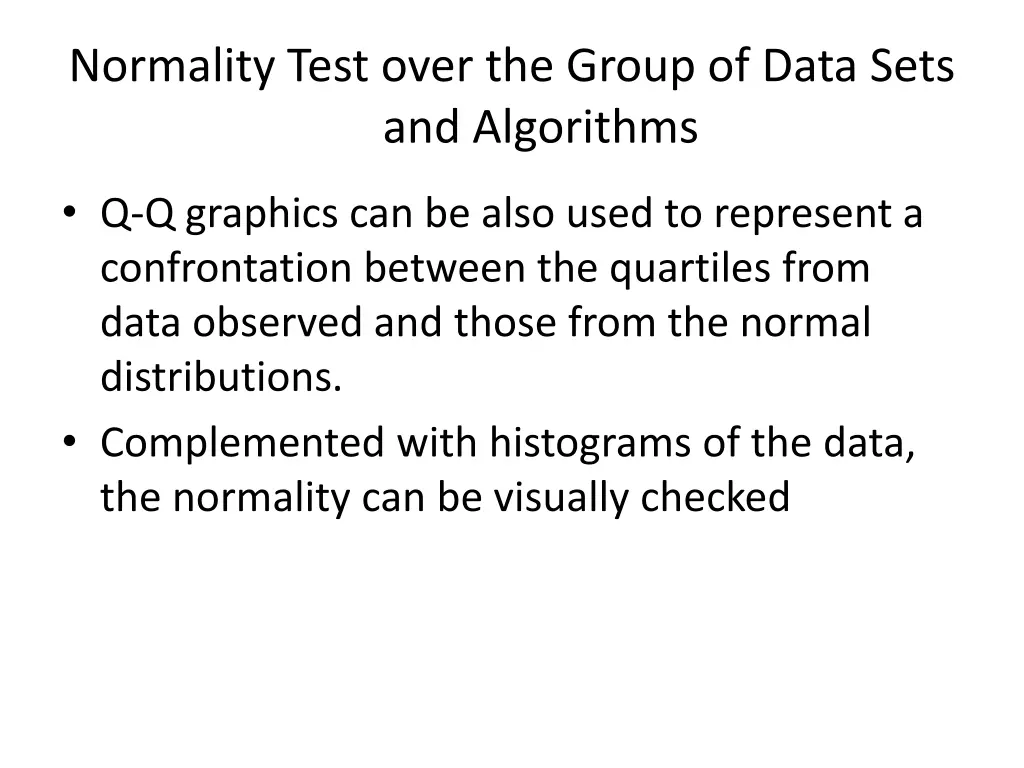 normality test over the group of data sets 2