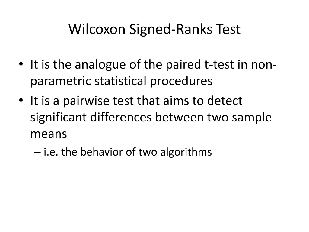 wilcoxon signed ranks test