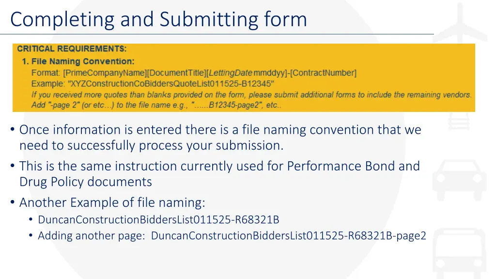 completing and submitting form