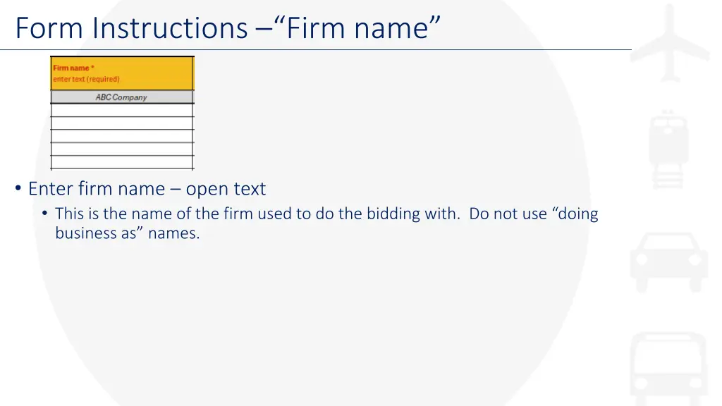 form instructions firm name