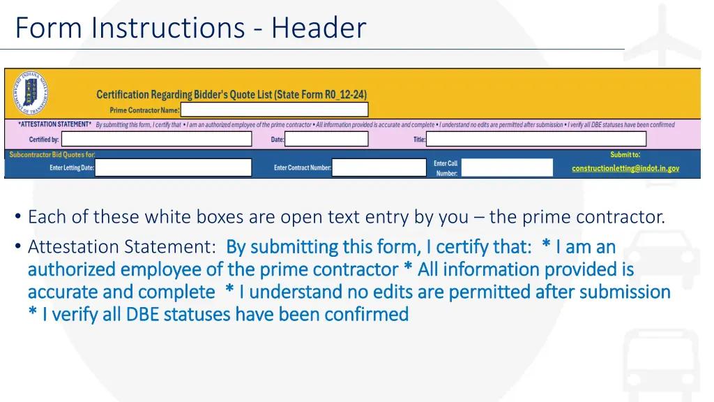 form instructions header