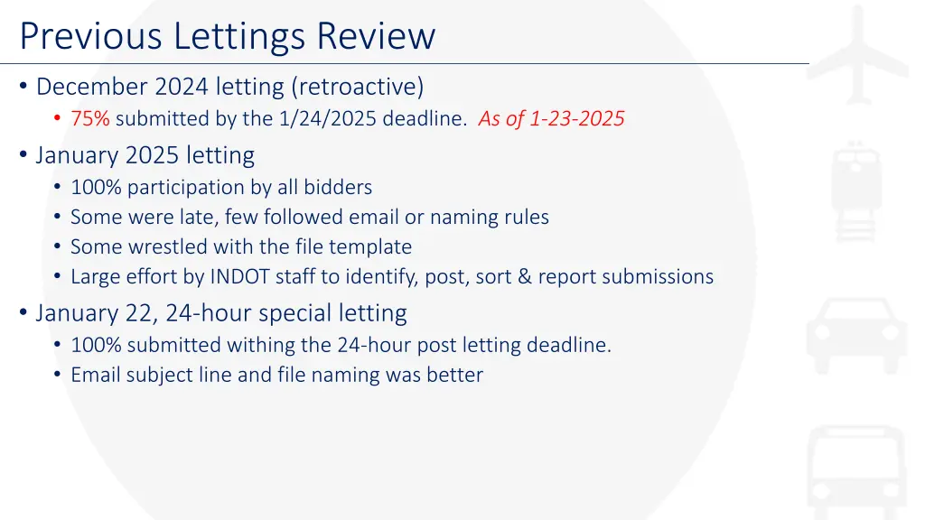 previous lettings review