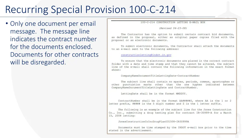 recurring special provision 100 c 214