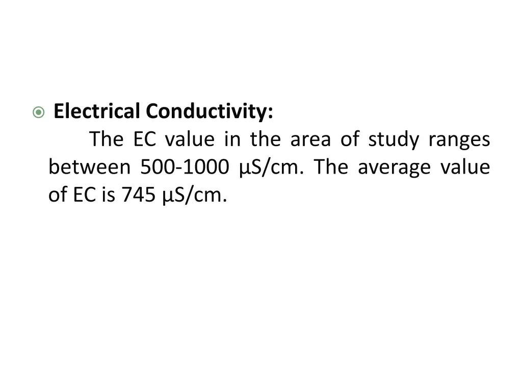 electrical conductivity the ec value in the area
