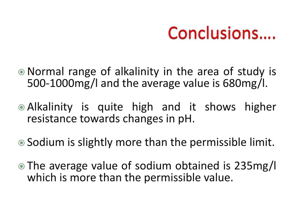 normal range of alkalinity in the area of study