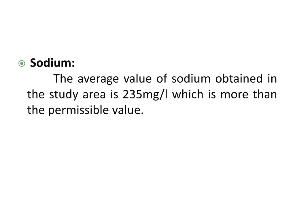 sodium the average value of sodium obtained