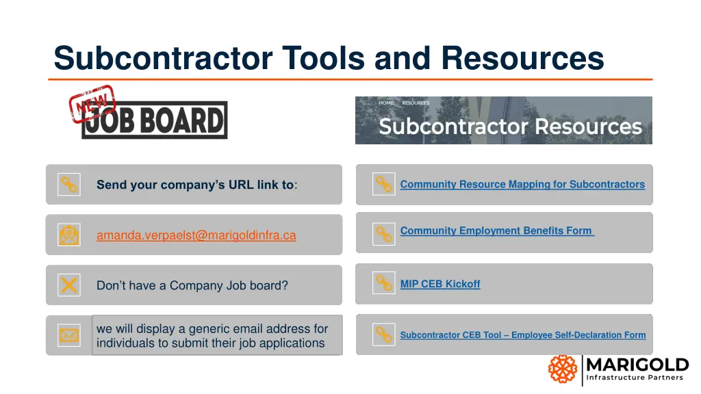subcontractor tools and resources