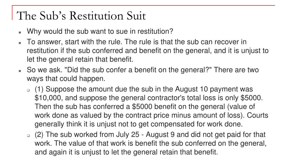 the sub s restitution suit