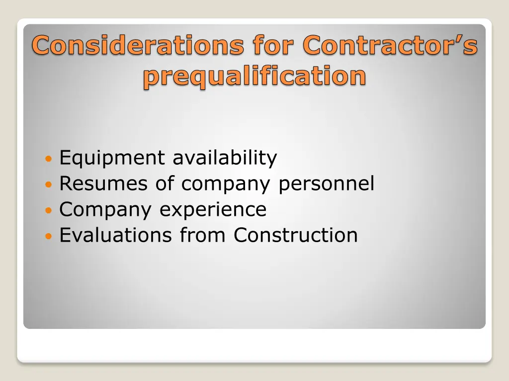 considerations for contractor s prequalification