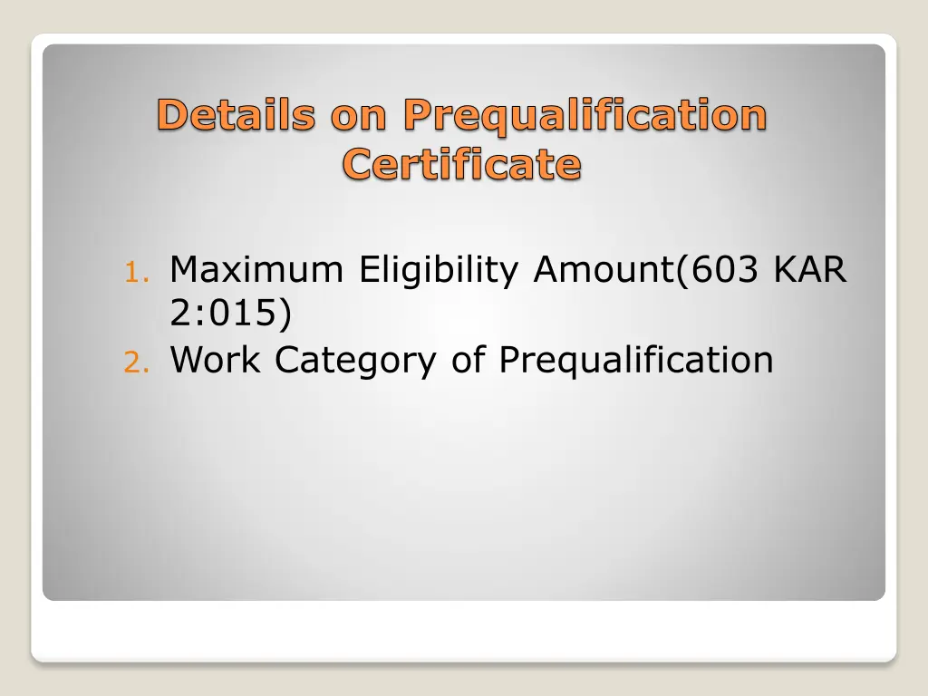 details on prequalification certificate