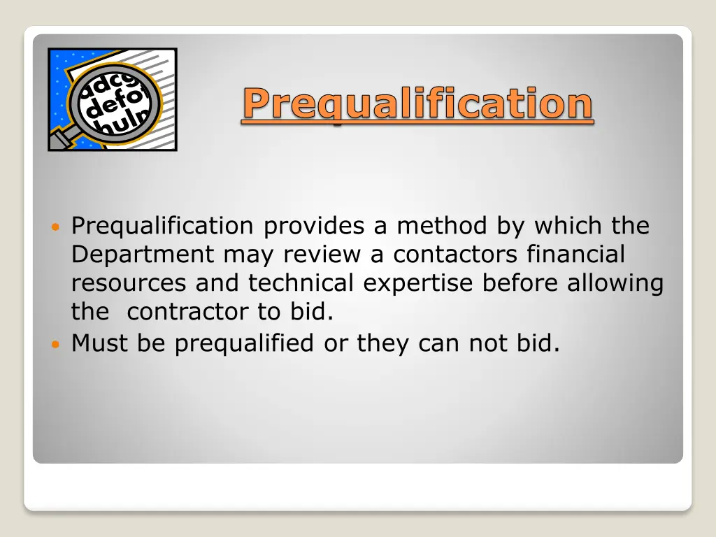 prequalification