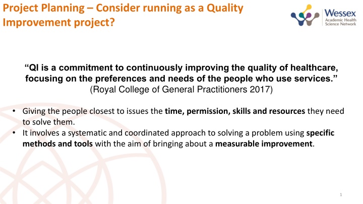 project planning consider running as a quality