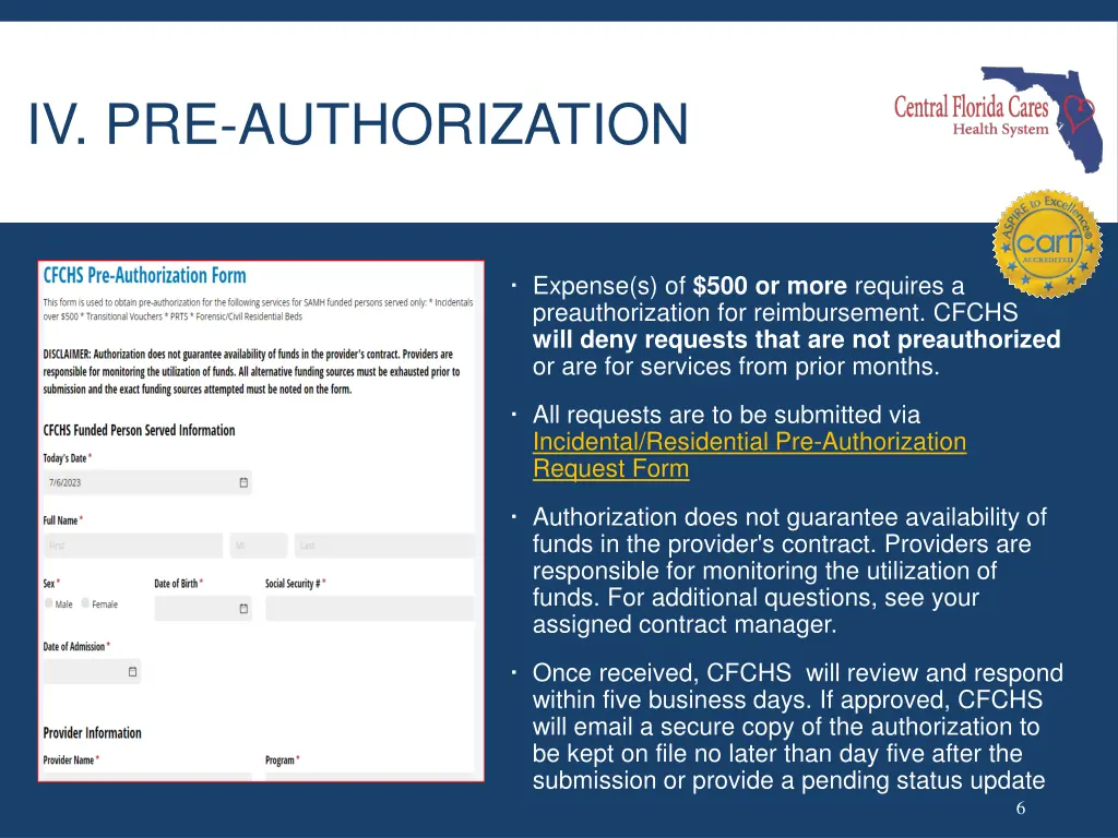 iv pre authorization
