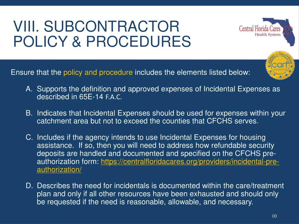 viii subcontractor policy procedures