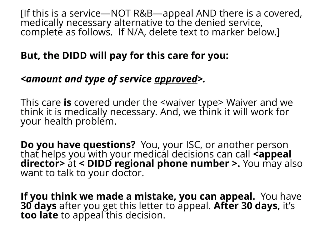 if this is a service not r b appeal and there