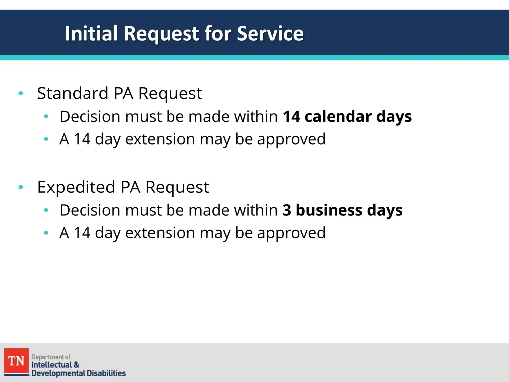 initial request for service