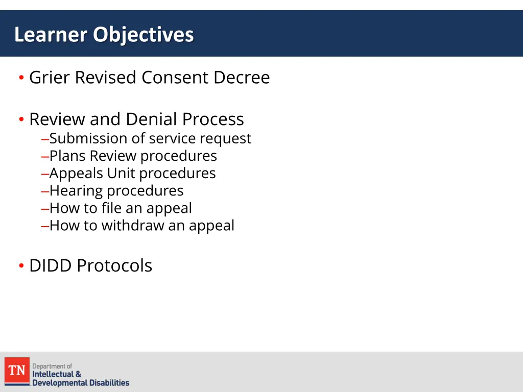 learner objectives