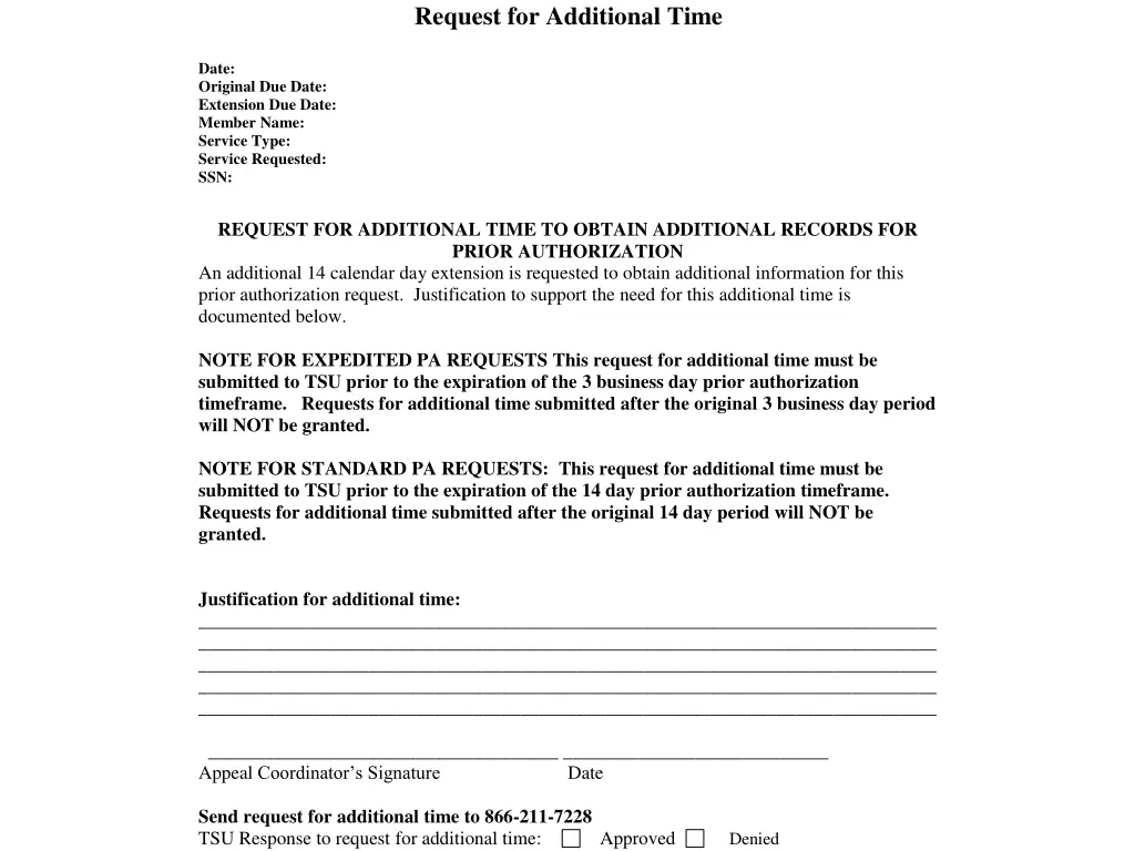 request for additional time