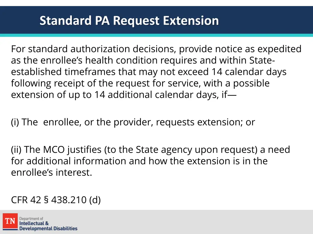 standard pa request extension