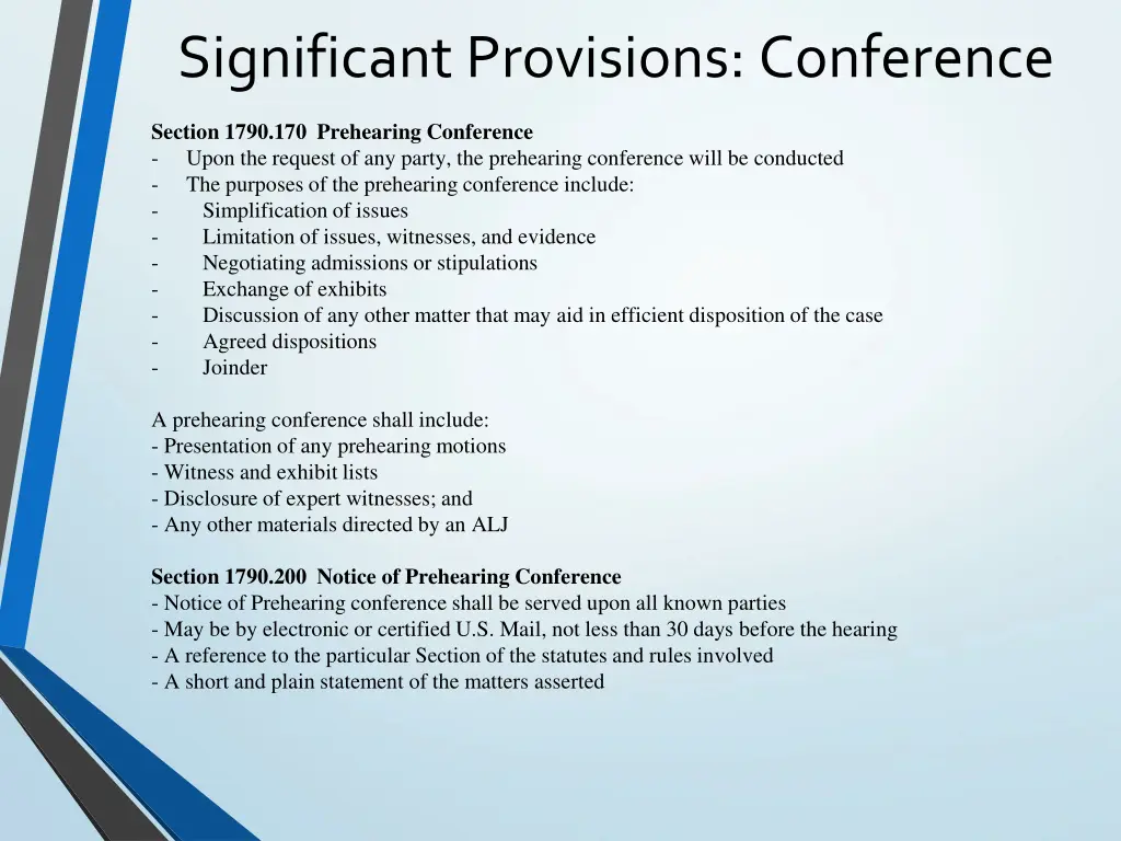 significant provisions conference
