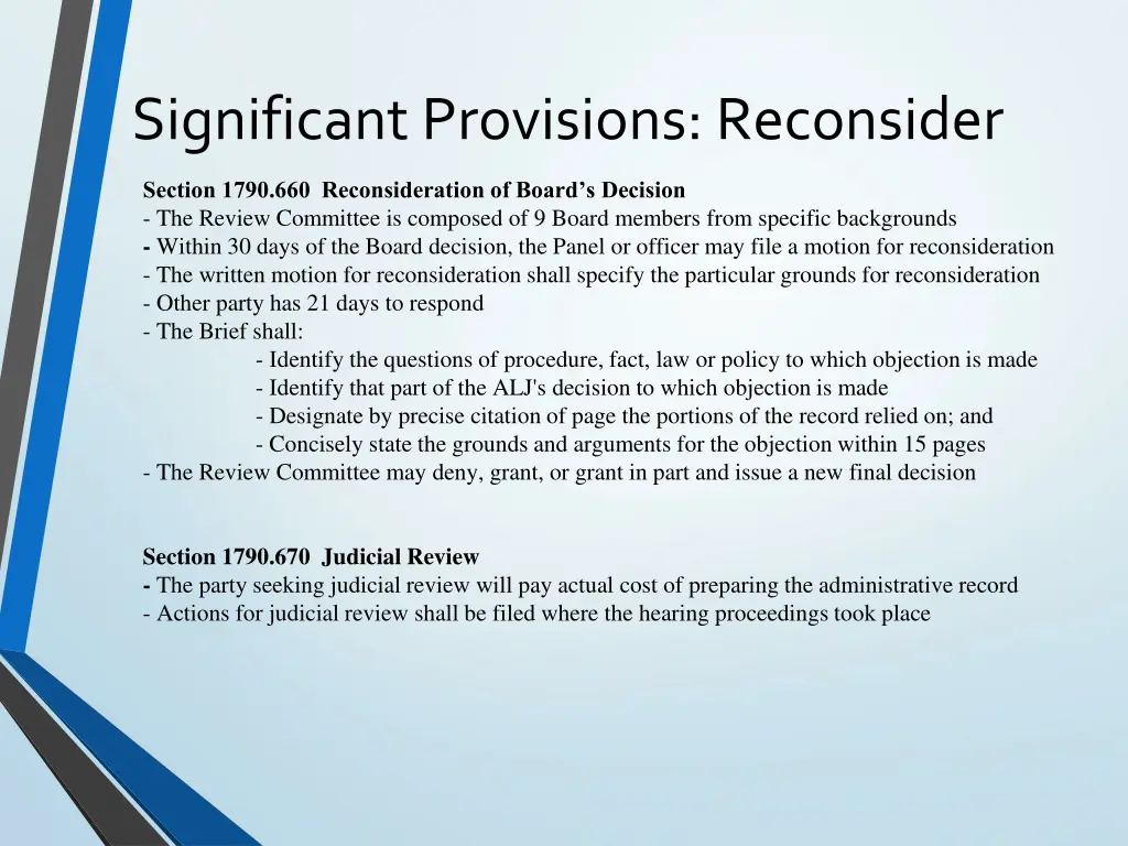 significant provisions reconsider
