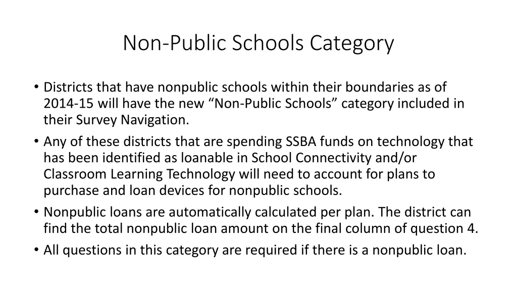 non public schools category