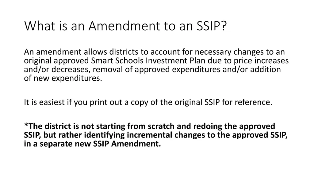 what is an amendment to an ssip