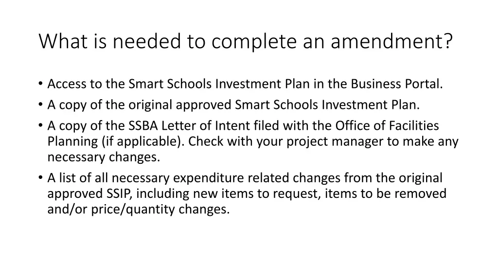 what is needed to complete an amendment